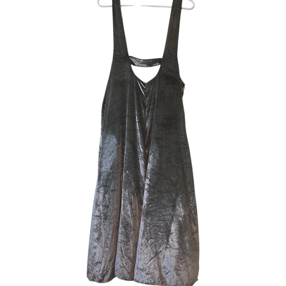 Maeve Gray Crushed Velvet Jumpsuit Wide Leg Sleeveless Women Size Medium - Picture 4 of 5